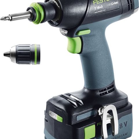 Festool T 18+3 Li 5,2-Plus Skruvdragare med 5,2Ah batterier och TCL 6-laddare